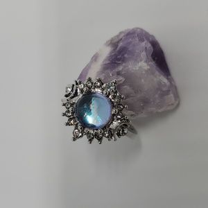 Crystal Ball triple moon ring size 8